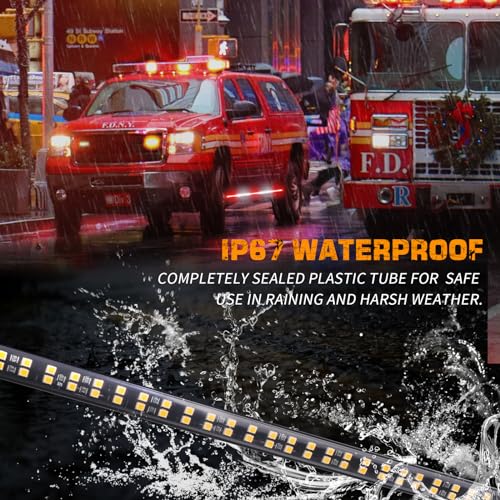 XRIDONSEN 2PCS 60 inch Truck Emergency Lights Strip 720 LED Running Board Strobe Lights Red White Firefighter Lights Flashing Warning Safety First Responder Lights for Vehicles Trucks Pickup Fire POV - Image 3