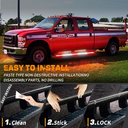 XRIDONSEN 2PCS 60 inch Truck Emergency Lights Strip 720 LED Running Board Strobe Lights Red White Firefighter Lights Flashing Warning Safety First Responder Lights for Vehicles Trucks Pickup Fire POV - Image 5