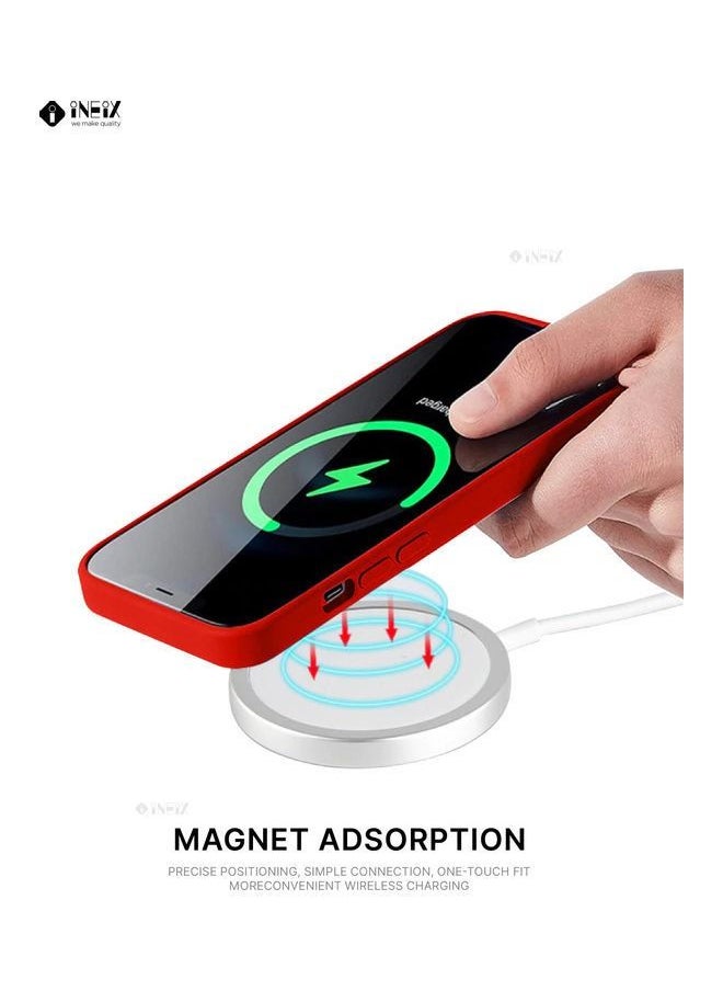 INEIX - MagSafe Compatible Silicone Case Cover For Apple iPhone 12 Pro Max Red - Image 1