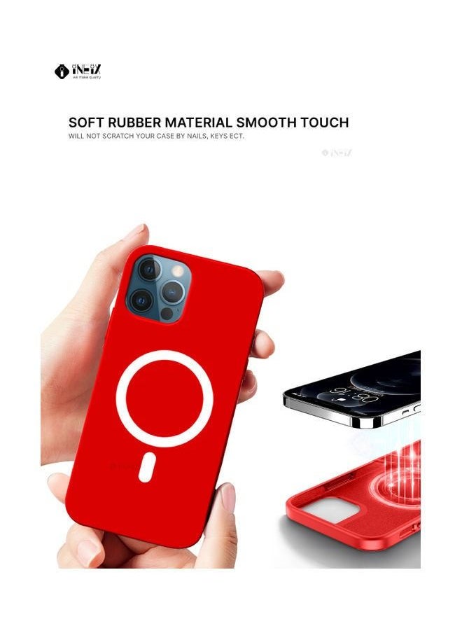 INEIX - MagSafe Compatible Silicone Case Cover For Apple iPhone 12 Pro Max Red - Image 1