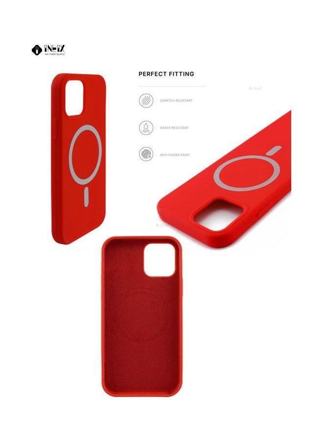 INEIX - MagSafe Compatible Silicone Case Cover For Apple iPhone 12 Pro Max Red - Image 1