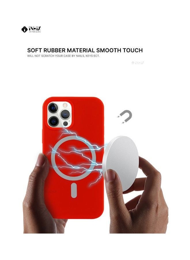 INEIX - MagSafe Compatible Silicone Case Cover For Apple iPhone 12 Pro Max Red - Image 1
