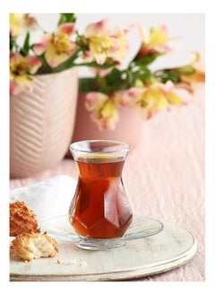 LAV 12 Pieces Alya Tea Set 6 Pieces Tea Glass 165 Ml And 6 Pieces Plate 125 Mm  - Image 3