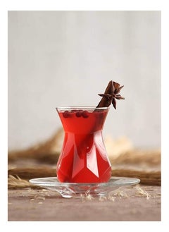 LAV 12 Pieces Alya Tea Set 6 Pieces Tea Glass 165 Ml And 6 Pieces Plate 125 Mm  - Image 4