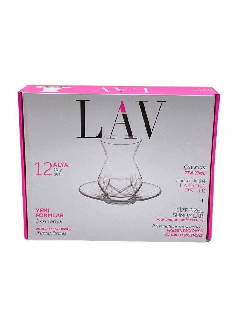 LAV 12 Pieces Alya Tea Set 6 Pieces Tea Glass 165 Ml And 6 Pieces Plate 125 Mm  - Image 5