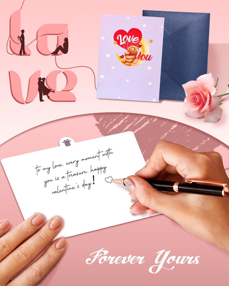 JMHACHY Pop Up Valentine's Card - Cute Teddy Bear 3D Anniversary Cards with Envelopes, Heart-shaped Balloons Love You to The Moon and Back Card for Wife Husband Him Her Boyfriend Girlfriend - Image 4