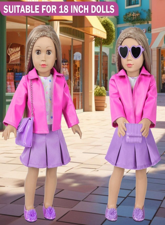 DOTVOSY American 18 Inch Dolls Clothes and Makeup Accessories,Cosmetic Toys Shoulder Bags Gift Playset Fit for 18" Doll Including Skirt Outfit Eye Shadow Lipstick Blusher Headband,Doll Not Include - Image 4