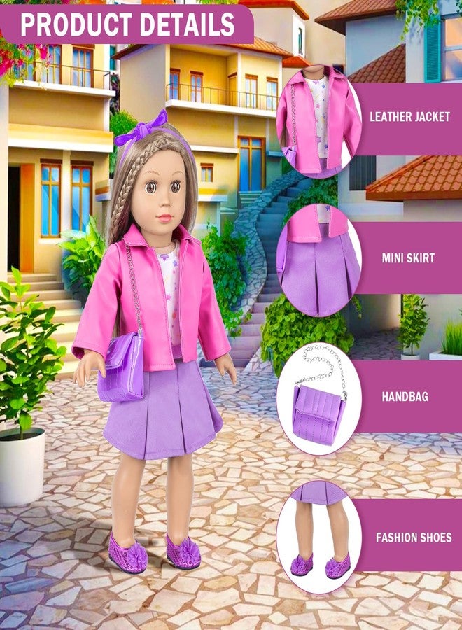 DOTVOSY American 18 Inch Dolls Clothes and Makeup Accessories,Cosmetic Toys Shoulder Bags Gift Playset Fit for 18" Doll Including Skirt Outfit Eye Shadow Lipstick Blusher Headband,Doll Not Include - Image 5