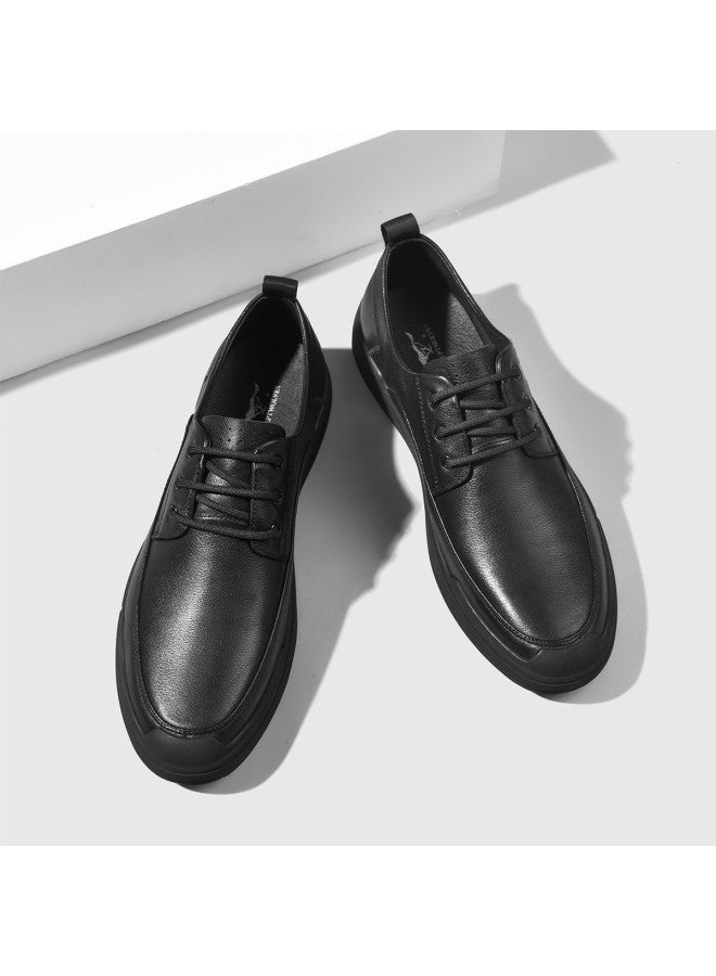 سيبتولفز 【top Grain Leather】 أحذية رجالية رسمية للعمل، طراز بريطاني خريفي، أحذية عمل عادية سوداء للتنقل والترفيه - Image 5