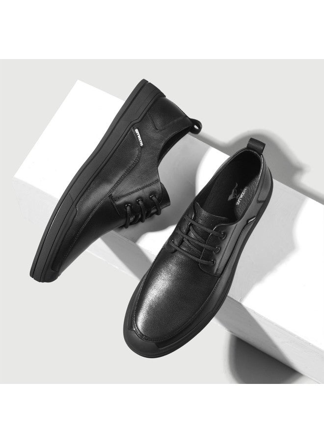 سيبتولفز 【top Grain Leather】 أحذية رجالية رسمية للعمل، طراز بريطاني خريفي، أحذية عمل عادية سوداء للتنقل والترفيه - Image 3