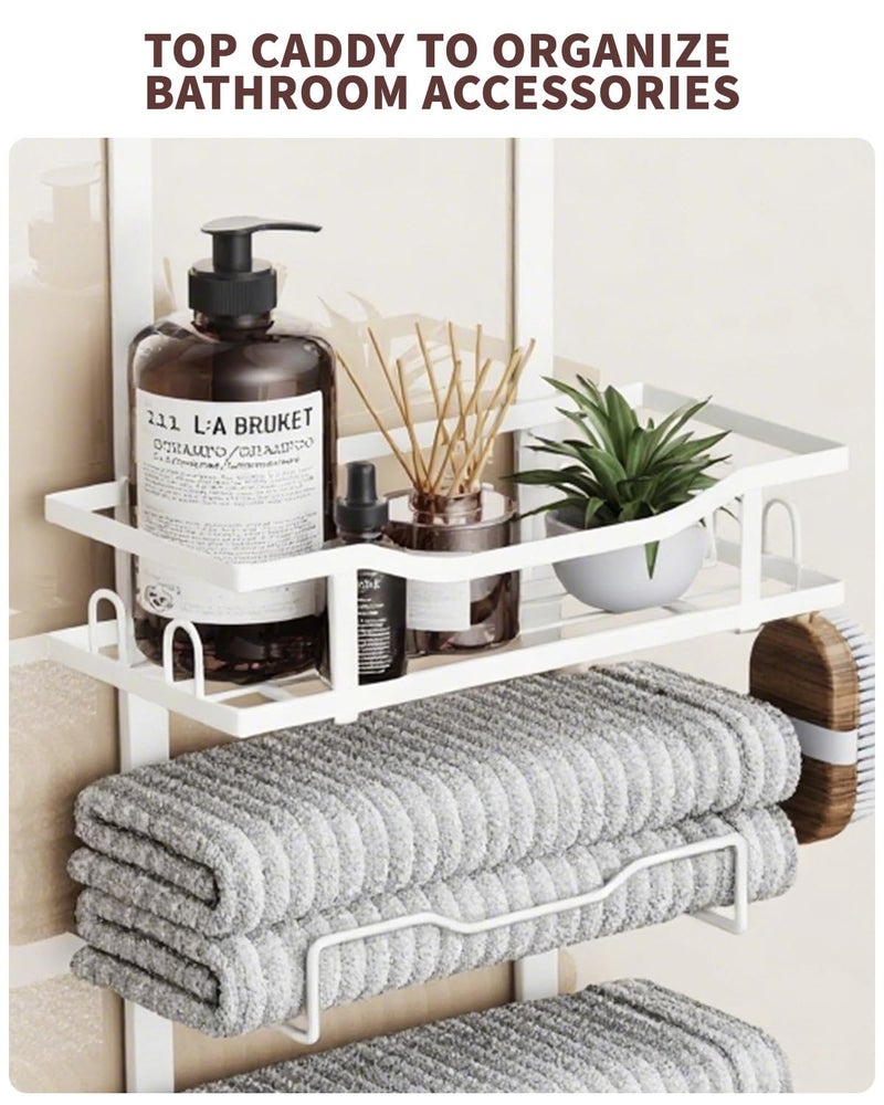 Aetyord Hanging Towel Racks for Bathroom No Drill - Over The Door 8-Tier Bath Towel Storage Organizer for Small Bathrooms - Back Door Large Tiered Towel Holder Hanger for Rolled Towels RV Camper White - Image 4
