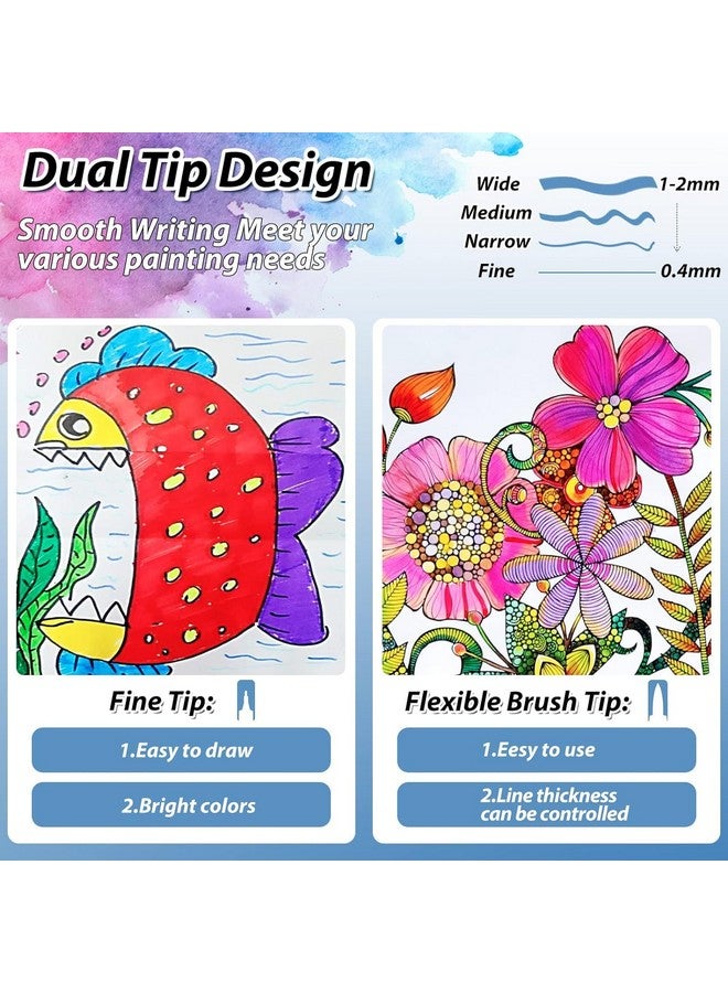 Corslet مجموعة أقلام فرشاة مزدوجة الطرف 12 قطعة بألوان 12، أقلام تلوين، أدوات فنية للأطفال والبالغين، كتاب تلوين، أدوات فنية، قلم فرشاة برأس دقيق للرسم والتخطيط - Image 5