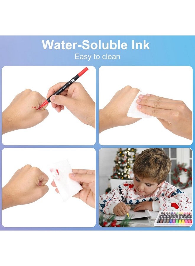 Corslet مجموعة أقلام فرشاة مزدوجة الطرف 12 قطعة بألوان 12، أقلام تلوين، أدوات فنية للأطفال والبالغين، كتاب تلوين، أدوات فنية، قلم فرشاة برأس دقيق للرسم والتخطيط - Image 4