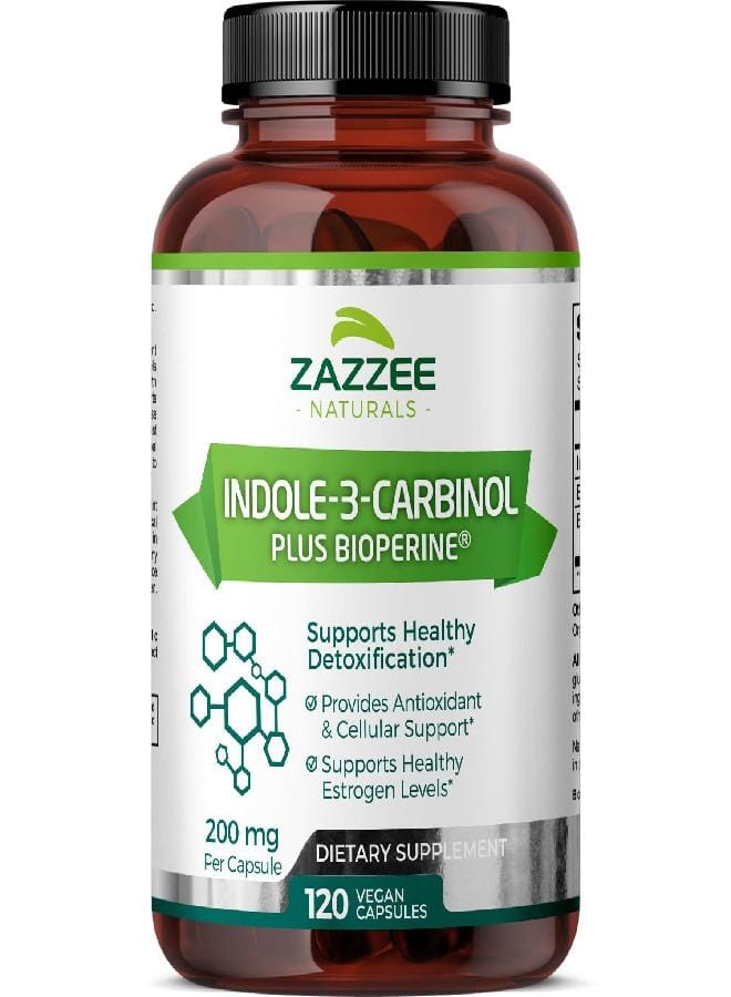 Zazzee High Absorption Indole-3-Carbinol (I3C), 200 mg per Capsule, 120 Vegan Capsules, 4 Month Supply, 5 mg BioPerine for Enhanced Absorption, 100% Vegetarian, All-Natural and Non-GMO - Image 1