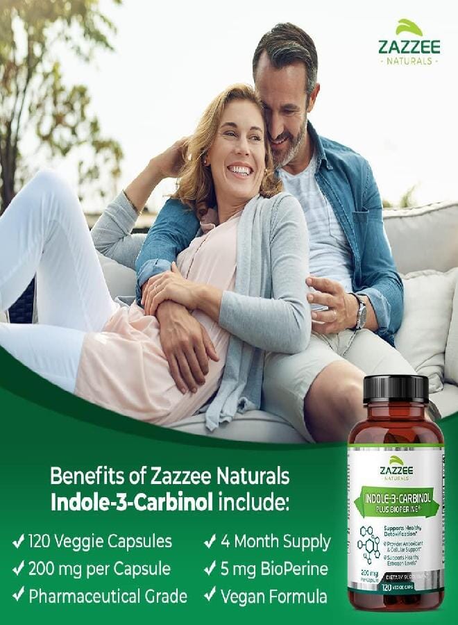Zazzee High Absorption Indole-3-Carbinol (I3C), 200 mg per Capsule, 120 Vegan Capsules, 4 Month Supply, 5 mg BioPerine for Enhanced Absorption, 100% Vegetarian, All-Natural and Non-GMO - Image 3
