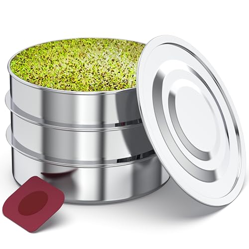 ZESTIGREENS Stainless Steel Seed Sprouter Kit - Stackable 3-Tier Seed Sprouting Germination Tray Seed Sprout Grower Maker with Lid for Growing Broccoli Alfalfa Mung Beans - Image 1