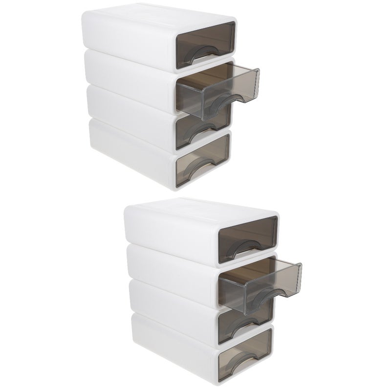 8 Pcs Tabletop Storage Boxes Clear Window Drawer Type Sundries Stationery Storage Case - Image 1