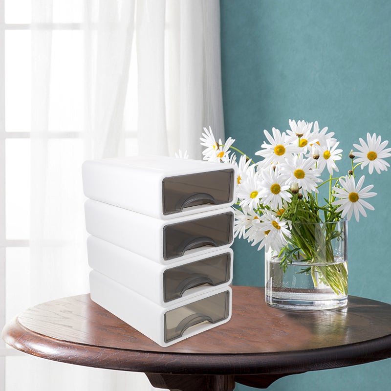 8 Pcs Tabletop Storage Boxes Clear Window Drawer Type Sundries Stationery Storage Case - Image 3