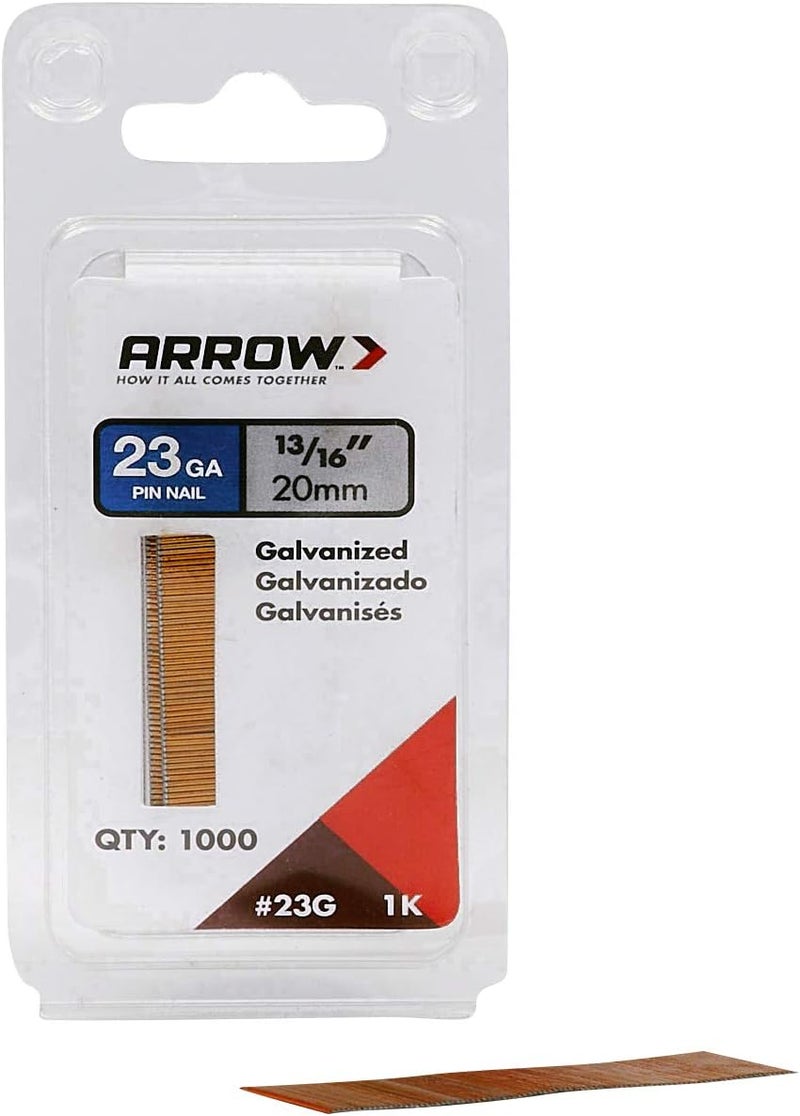 Arrow Fastener Arrow 23G20-1K Arrow 13/16-Inch Pin Nail, 1000-Pack - Image 1