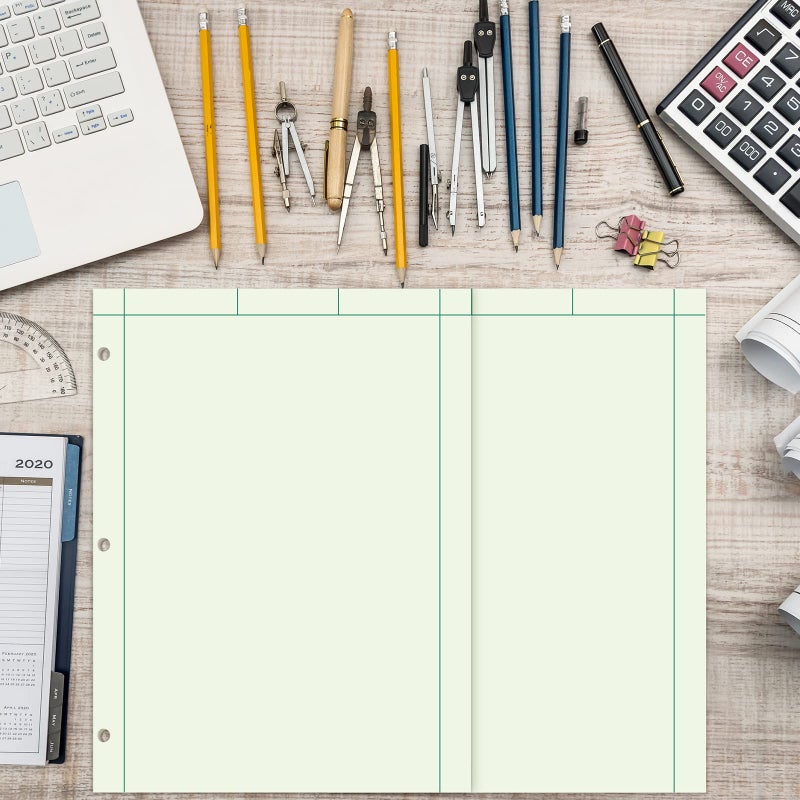 Seajan 2 Pcs Engineering Paper Notebook Engineering Computation Pad 8.5 x 11 Inches Engineer Graph Paper Notepad, 5 Squares Per Inch 3 Hole Punched Computation Pad, 100 Sheets/pack (Green) - Image 4