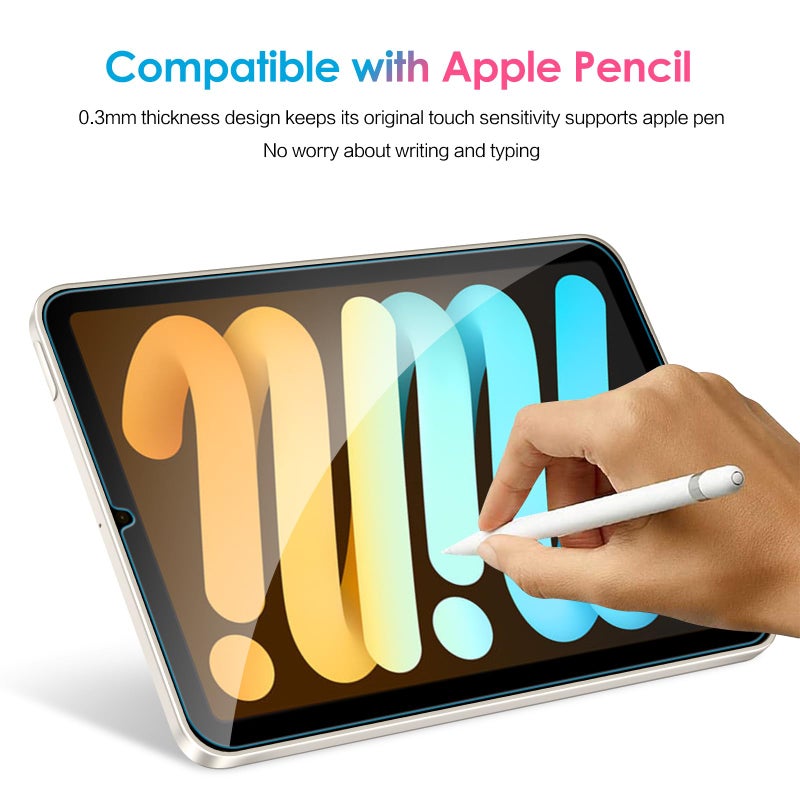 ivoler 2 Pack Tempered Glass for iPad Mini 7 8.3" 2024 (A17 Pro)/iPad Mini 6 8.3" 2021 with [Alignment Frame] Screen Protector, Compatible with Face ID&Apple Pencil for iPad Mini 6th/7th Generation - Image 4