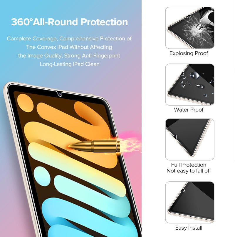ivoler 2 Pack Tempered Glass for iPad Mini 7 8.3" 2024 (A17 Pro)/iPad Mini 6 8.3" 2021 with [Alignment Frame] Screen Protector, Compatible with Face ID&Apple Pencil for iPad Mini 6th/7th Generation - Image 2