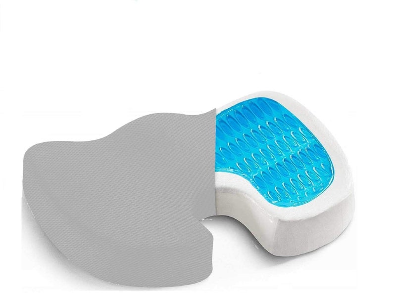 obliq Orthopaedic Coccyx Pillow Tailbone Seat Cushion with Cooling Gel High Density Memory Foam to Relieve Sciatica, Back Pain Relief for Chair, Wheel Chair, Car (Grey) - Image 2