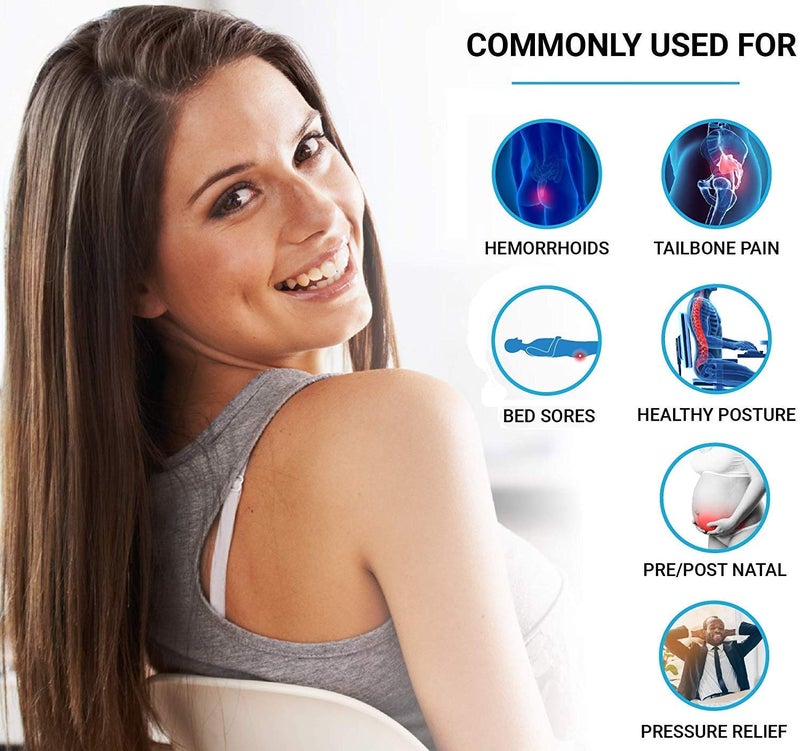 obliq Orthopaedic Coccyx Pillow Tailbone Seat Cushion with Cooling Gel High Density Memory Foam to Relieve Sciatica, Back Pain Relief for Chair, Wheel Chair, Car (Grey) - Image 3
