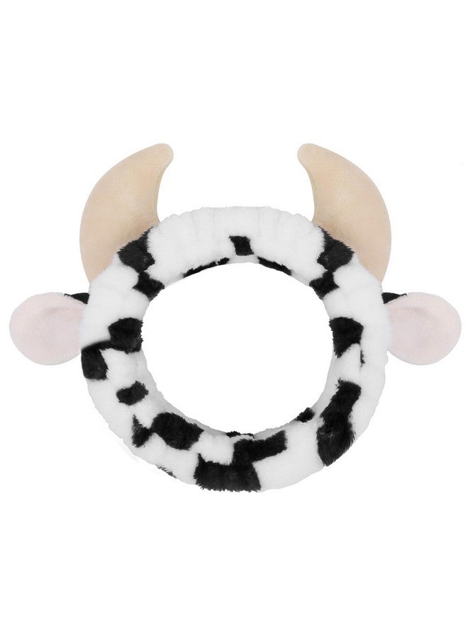 عصابة رأس على شكل بقرة لغسل الوجه، عصابة رأس ناعمة من الألياف الدقيقة للنساء والفتيات، بطبعة حيوانية لطيفة، أغطية رأس لتنظيف الوجه، مثالية للعناية بالبشرة، المكياج، حفلات البيجامة، هدايا صغيرة