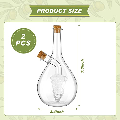Suclain 2 Pcs Oil and Vinegar Dispenser, 2 in 1 Glass Olive Oil and Vinegar Cruet Dispenser Bottle, Olive Soy Sauce Dispenser Double Pourer Spout, Kitchen Cooking Container(Modern) - Image 2