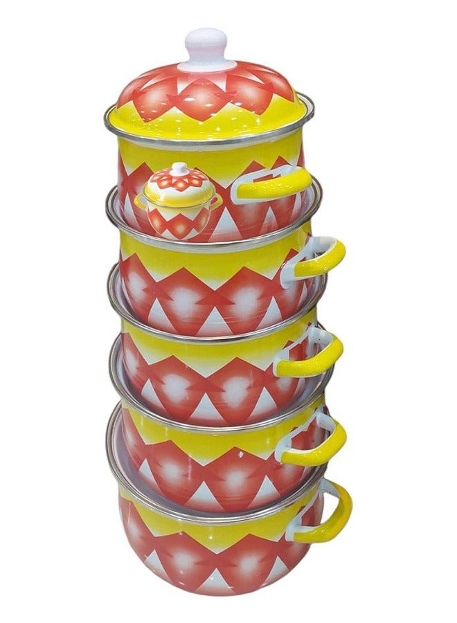 Red vegetable pots set, 5 pieces - Image 2
