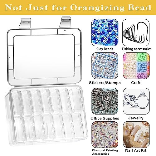 Mathtoxyz Small Bead Organizers, 30 Pieces Plastic Storage Cases Mini Clear Bead Storage Containers Transparent Boxes with Hinged Lid and Rectangle Clear Craft Supply Case - Image 4