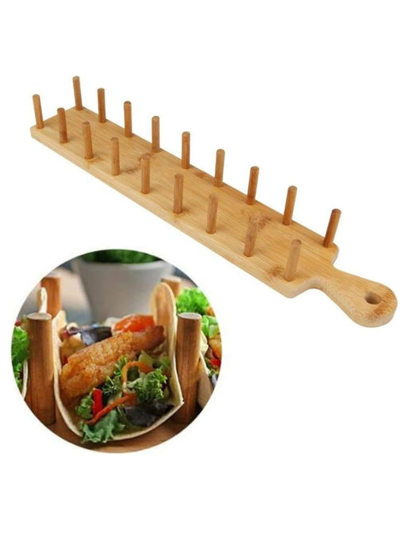 Oasisgalore Bamboo Taco Holders Stand Plate Tray Gifts for Home Taco Toaster Taco Set，Kitchen Accessories - Image 1