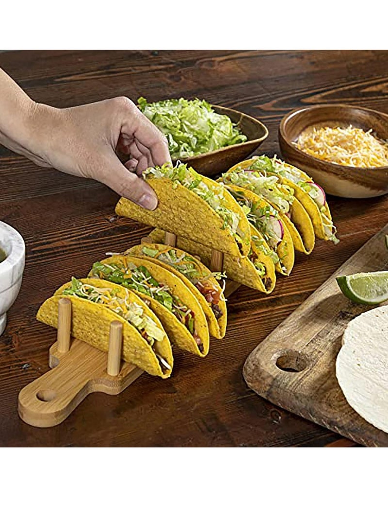 Oasisgalore Bamboo Taco Holders Stand Plate Tray Gifts for Home Taco Toaster Taco Set，Kitchen Accessories - Image 2