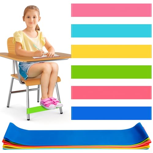 rookea 6 Pack Chair Bands for Kids with Fidgety Feet, ADHD Tools for Kids, ROOKEA Sensory Room Must Haves for Adhd Kids Fidget Chair Bands Autism Classroom Must Haves ADHD Tools for Classroom Home Chairs - Image 1