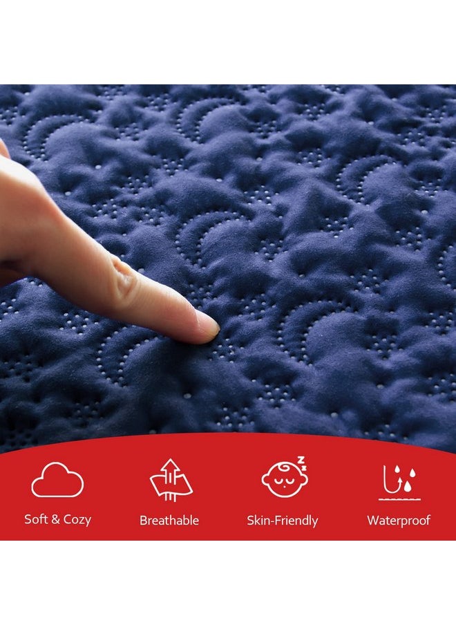 Moonsea Waterproof Pack and Play Mattress Cover 2 Pack, Soft Quilted Pack and Play Mattress Pad Protector 39" X 27", Playpen Mattress Sheet  - Image 2