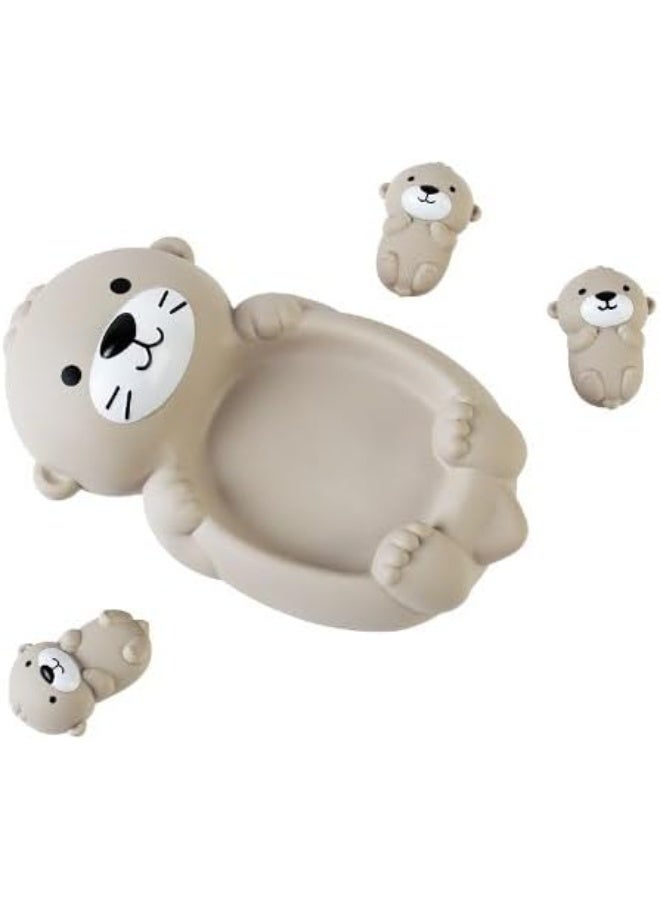 Soofam Sandpit Toy 3 Pieces Otter Bath Toy Easy to Clean Stacking Rubber Bath Toy 1 Mother Otter and 3 Baby Otter Cute Floating Pool Toy - Image 4