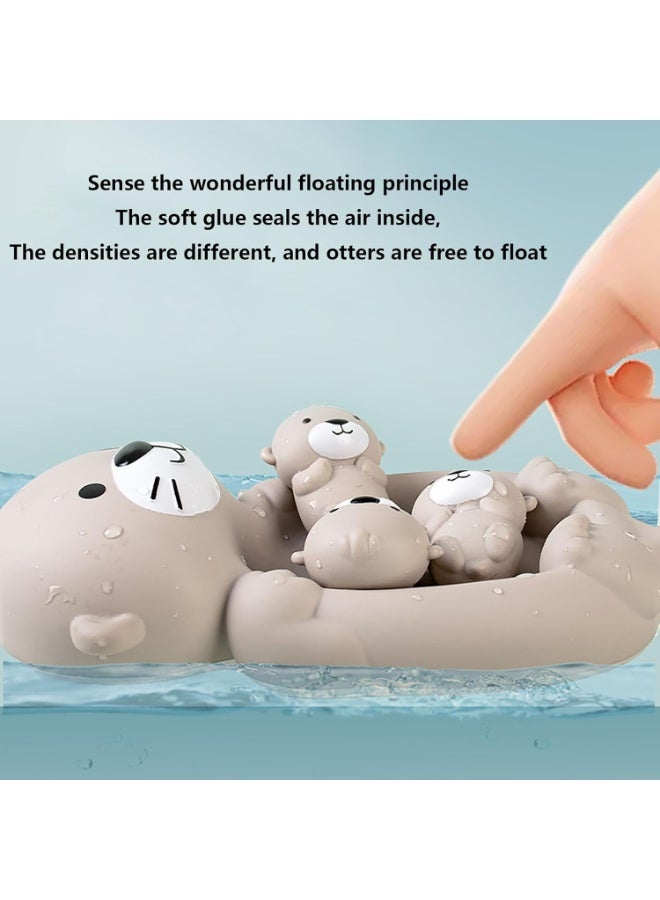 Soofam Sandpit Toy 3 Pieces Otter Bath Toy Easy to Clean Stacking Rubber Bath Toy 1 Mother Otter and 3 Baby Otter Cute Floating Pool Toy - Image 5