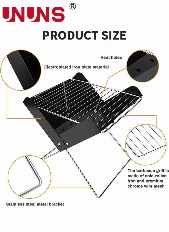 UNUNS Charcoal Folding Barbecue Grill, Portable BBQ Grill Stainless Steel Barbecue Foldable Smoker BBQ Grill Desk Tabletop Barbecue Grills for Camping Picnic Outdoor Garden Party, 29x25x29cm,  X-shaped  - Image 3