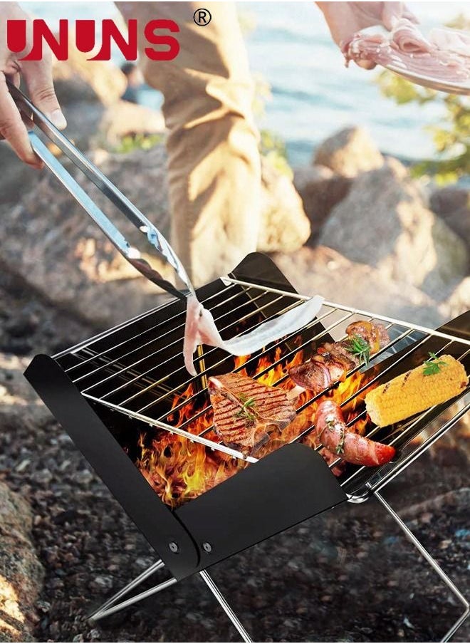 UNUNS Charcoal Folding Barbecue Grill, Portable BBQ Grill Stainless Steel Barbecue Foldable Smoker BBQ Grill Desk Tabletop Barbecue Grills for Camping Picnic Outdoor Garden Party, 29x25x29cm,  X-shaped  - Image 5