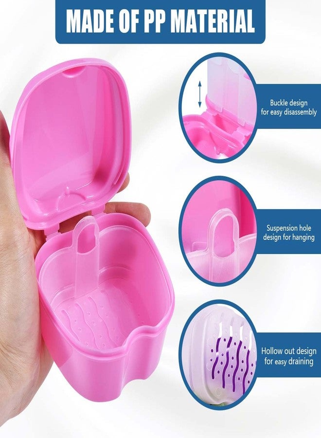 KISEER 2 Pack Colors Denture Bath Case Cup Box Holder Storage Soak Container with Strainer Basket for Travel Cleaning (Pink and Purple - Image 3