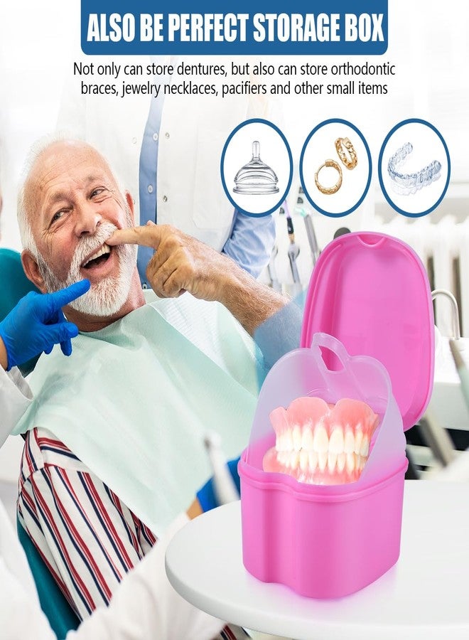 KISEER 2 Pack Colors Denture Bath Case Cup Box Holder Storage Soak Container with Strainer Basket for Travel Cleaning (Pink and Purple - Image 5