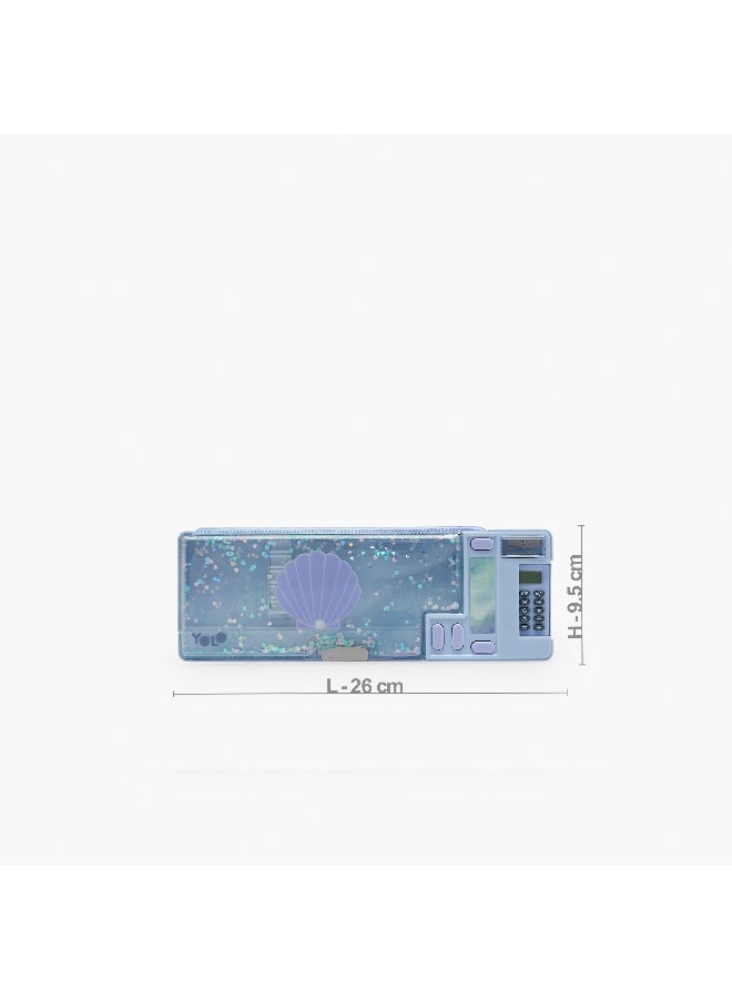 YOLO Pencil Case-Ocean-2 Cmprts- (Plastic) Blue \ 3.8X26X9.5 - Image 5