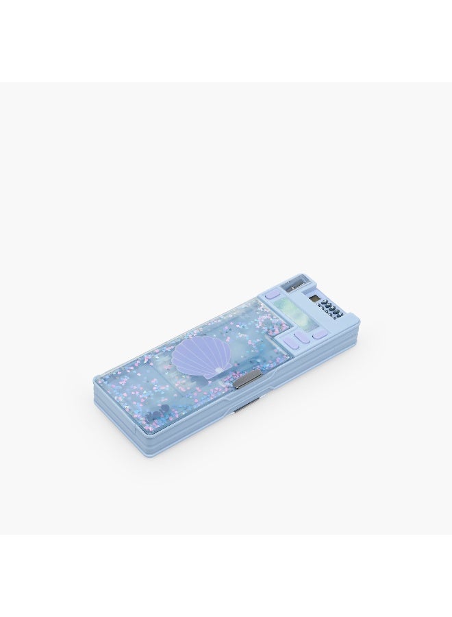YOLO Pencil Case-Ocean-2 Cmprts- (Plastic) Blue \ 3.8X26X9.5 - Image 4