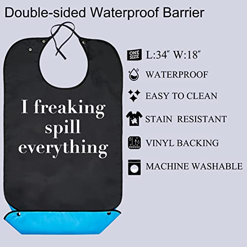 Wentur Funny Adult Bibs for Men Washable Reusable - Waterproof Adult Bibs for Eating with Crumb Catcher - Adjustable Dining Clothing Protectors for Adults Seniors Elderly (1 Pack) - Image 2