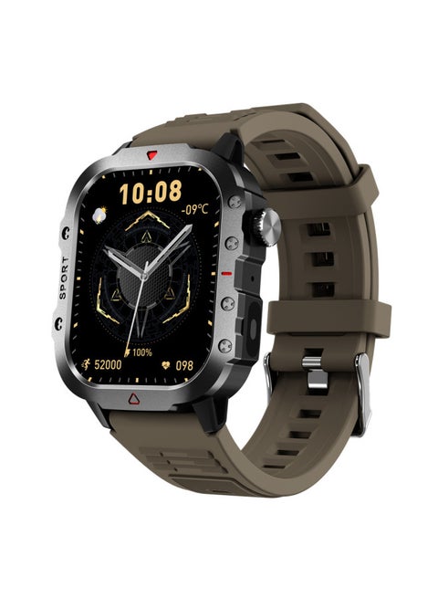 2025 H11 Smart Watch With Flashlight Ultra Bluetooth Call Message Reminder Sports Watch-Color:Dark Brown