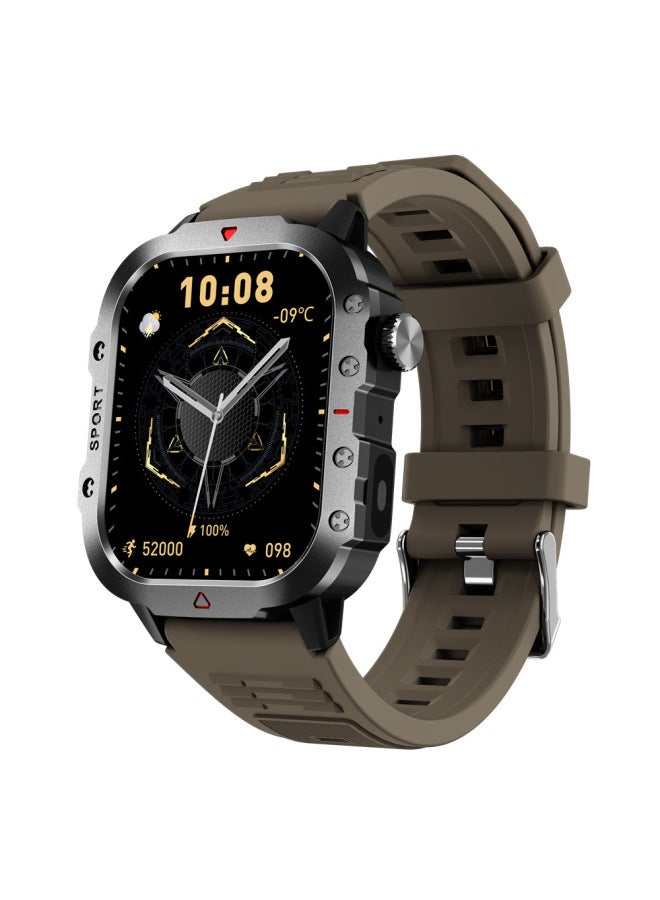 2025 H11 Smart Watch With Flashlight Ultra Bluetooth Call Message Reminder Sports Watch-Color:Dark Brown