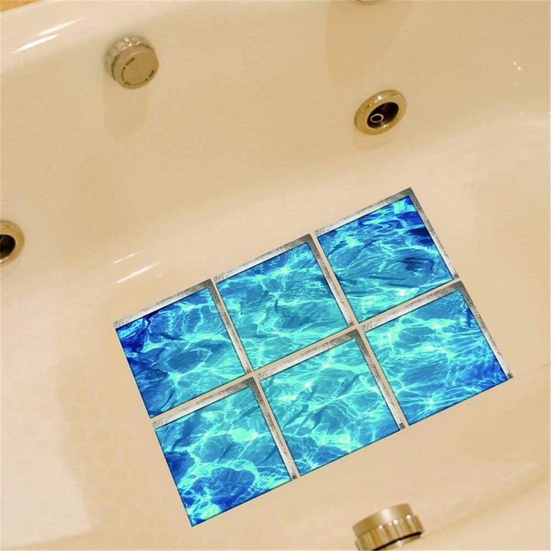 ChezMax Ripple Bath Treads Sticker Safety Non Slip Bath Tub Tattoos Tub Stickers Tub Decals Tub Appliques 6 Pcs 5.9" X 5.9" - Image 4