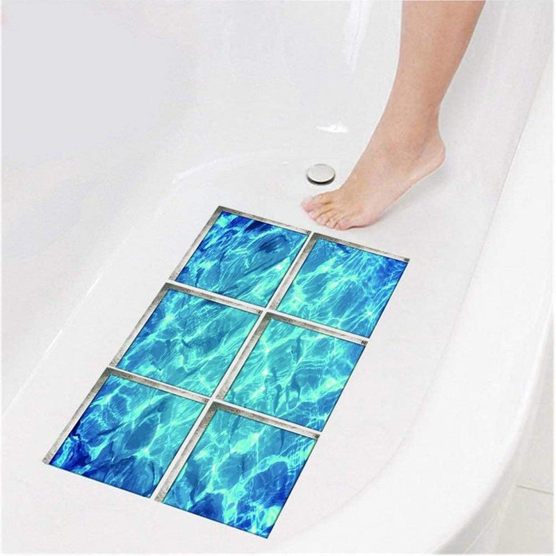 ChezMax Ripple Bath Treads Sticker Safety Non Slip Bath Tub Tattoos Tub Stickers Tub Decals Tub Appliques 6 Pcs 5.9" X 5.9" - Image 2