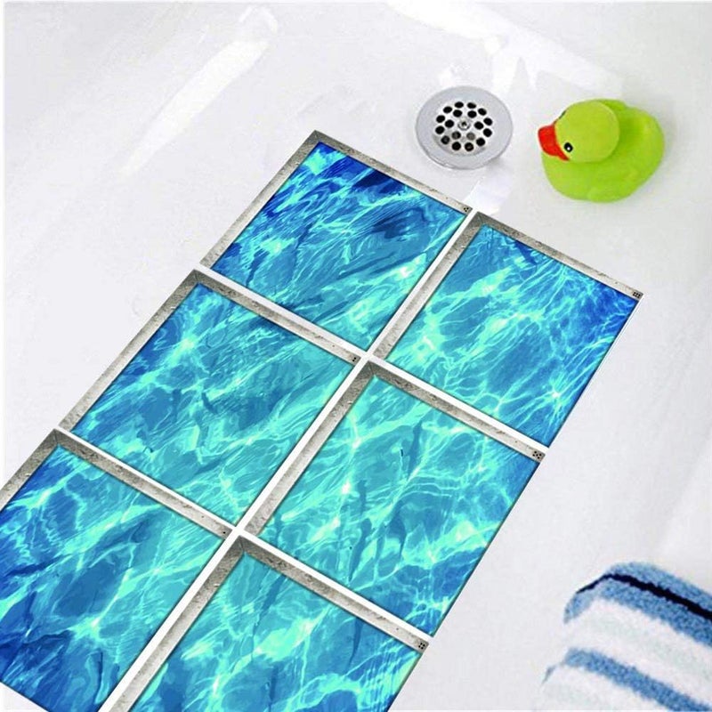 ChezMax Ripple Bath Treads Sticker Safety Non Slip Bath Tub Tattoos Tub Stickers Tub Decals Tub Appliques 6 Pcs 5.9" X 5.9" - Image 1
